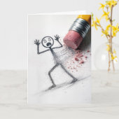 Birthday Stick Figure Man Humor カード (黄色い花)