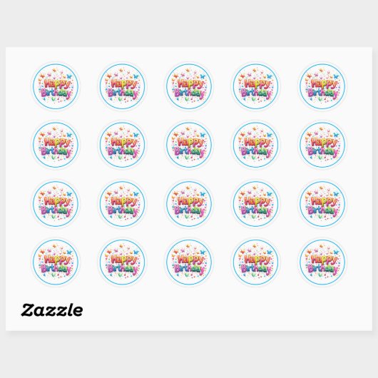 Birthday Stickers ラウンドシール (シート)