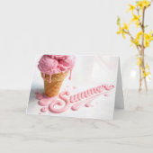 Birthday Summer Melting Ice Cream Cone カード (黄色い花)