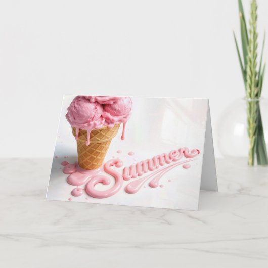 Birthday Summer Melting Ice Cream Cone カード (正面)