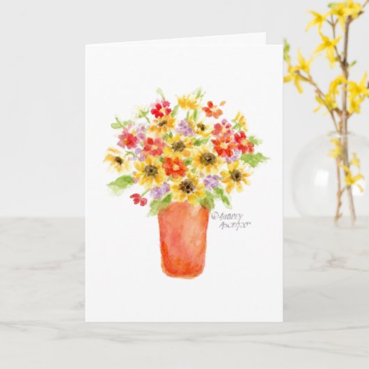 Birthday Sunflower Vase Religious Greeting Card カード (黄色い花)
