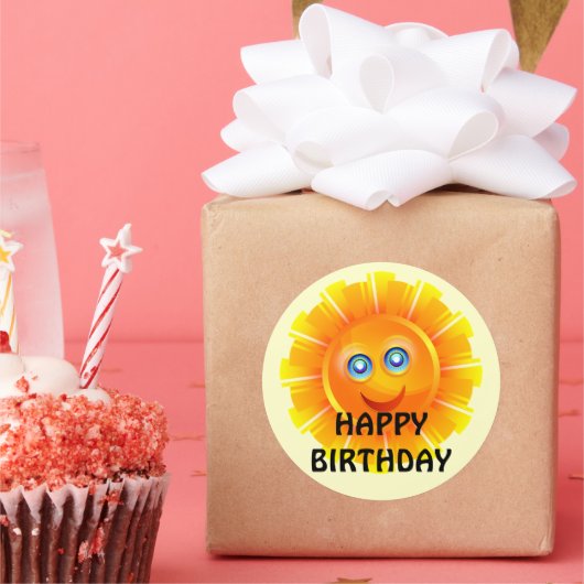 BIRTHDAY: Sunshine birthday sticker ラウンドシール (パーティー)