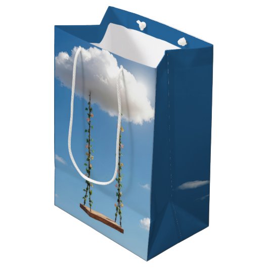 Birthday Swing Hanging From a Cumulus Cloud ミディアムペーパーバッグ (正面アングル)