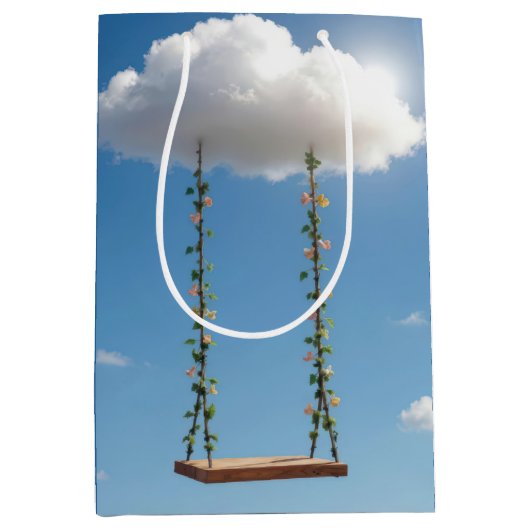 Birthday Swing Hanging From a Cumulus Cloud ミディアムペーパーバッグ (正面)