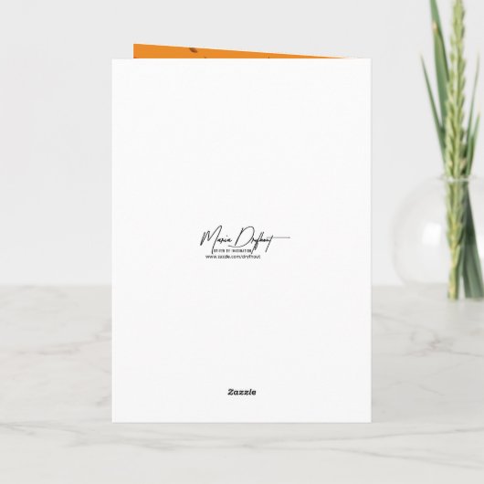 Birthday Tabby Cat In an Autumn Leaf Pile カード (裏面)