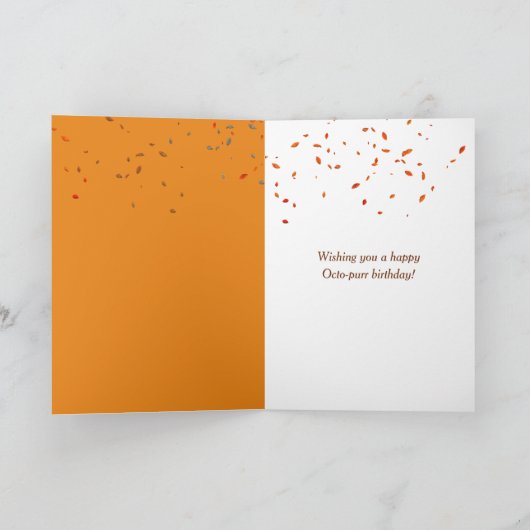 Birthday Tabby Cat In an Autumn Leaf Pile カード (内部)