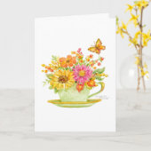 Birthday Teacup Beautiful Day Joy Happiness Card カード (黄色い花)