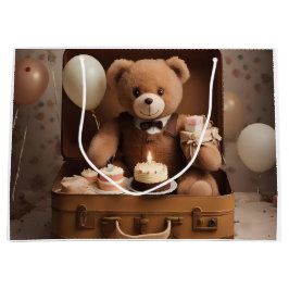 Birthday teddy bear ラージペーパーバッグ