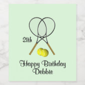 Birthday Tennis Green Sports Name and Age 21st ワインラベル (シングルラベル)