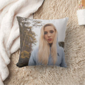 Birthday Throw Pillow with Photo & Message クッション (ブランケット)