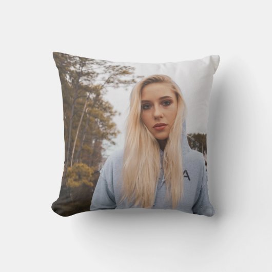 Birthday Throw Pillow with Photo & Message クッション (正面)
