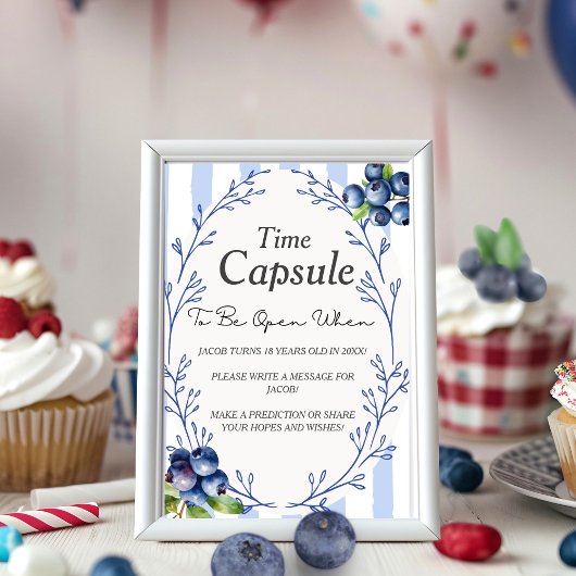 Birthday Time Capsule BLUEBERRY Sign 招待状