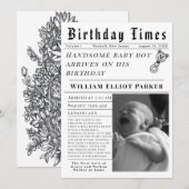 Birthday Times Newborn Birth 案内状 (正面/裏面)