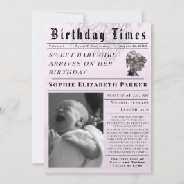 Birthday Times Newborn Birth 案内状