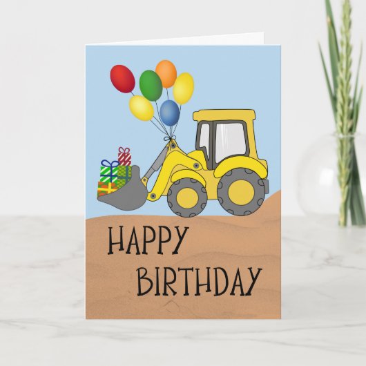 Birthday Tractor with Bucket Full of Gifts カード (正面)