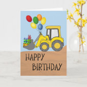 Birthday Tractor with Bucket Full of Gifts カード (黄色い花)