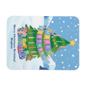 Birthday Tree Card - Merry Christmas & Birthday  マグネット (横)