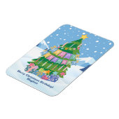Birthday Tree Card - Merry Christmas & Birthday  マグネット (左側)