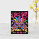 Birthday Trip New Orleans 2026 Matching Mardi Gras カード (黄色い花)