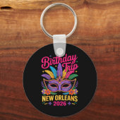 Birthday Trip New Orleans 2026 Matching Mardi Gras キーホルダー (正面)