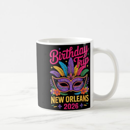 Birthday Trip New Orleans 2026 Matching Mardi Gras コーヒーマグカップ (右)