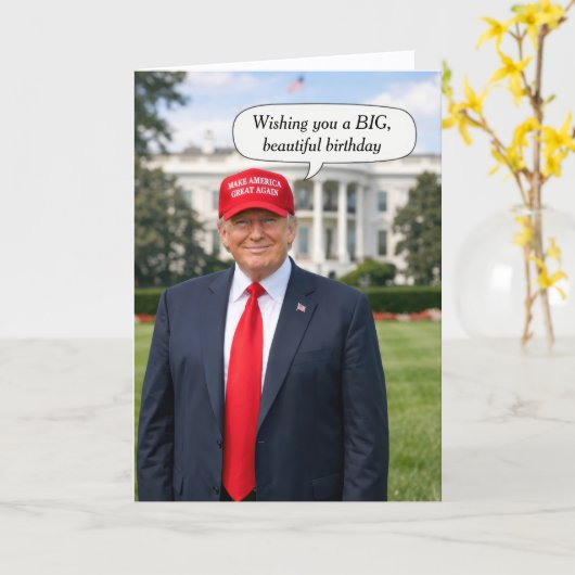 Birthday Trump Speech Bubble カード (黄色い花)