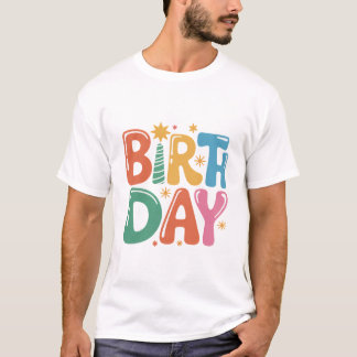 Birthday Typography T-Shirt Design with Transparen Tシャツ