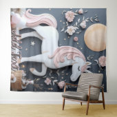 Birthday Unicorn Wall Art Backdrop Banner タペストリー (インサイチュ(横))