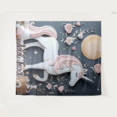 Birthday Unicorn Wall Art Backdrop Banner タペストリー (正面(横))