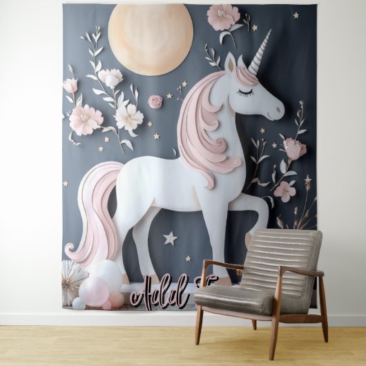 Birthday Unicorn Wall Art Backdrop Banner タペストリー (インサイチュ)