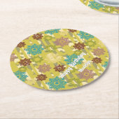 Birthday Urban Stripe Geometric Floral Pattern ラウンドペーパーコースター (アングル)