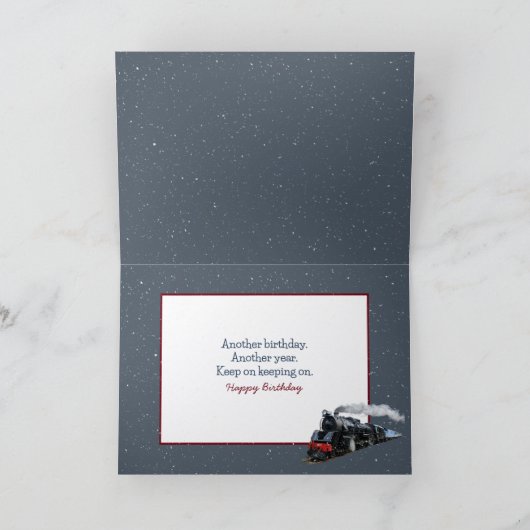 Birthday Vintage Snow Train カード (内部)