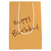 Birthday Watercolor Calf In Field Flowers ミディアムペーパーバッグ (裏面)