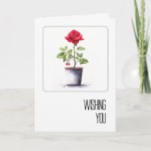 Birthday Watercolor Red Rose Bush カード (正面)
