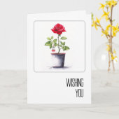 Birthday Watercolor Red Rose Bush カード (黄色い花)