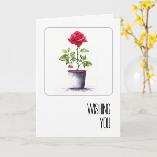 Birthday Watercolor Red Rose Bush カード (黄色い花)