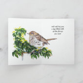 Birthday Watercolor Swainson's Thrush Bird カード (内部)