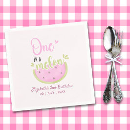 Birthday watermelon Girl one in a melon スタンダードカクテルナプキン