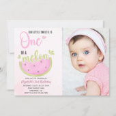 Birthday watermelon Girl one in a melon with photo 招待状 (正面)