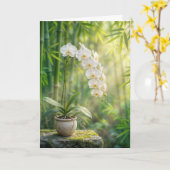 Birthday White Orchids and Bamboo カード (黄色い花)