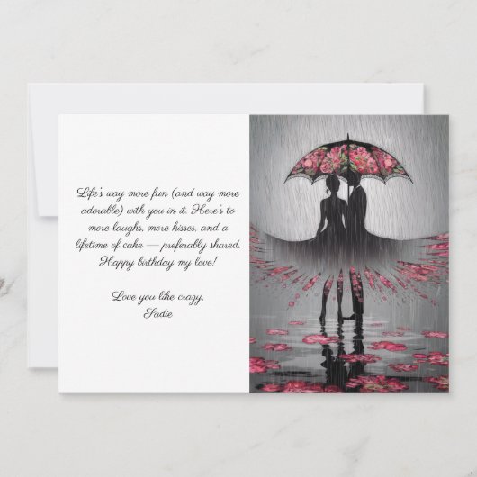 Birthday Wife or Husband Romantic Cute Modern カード (正面)