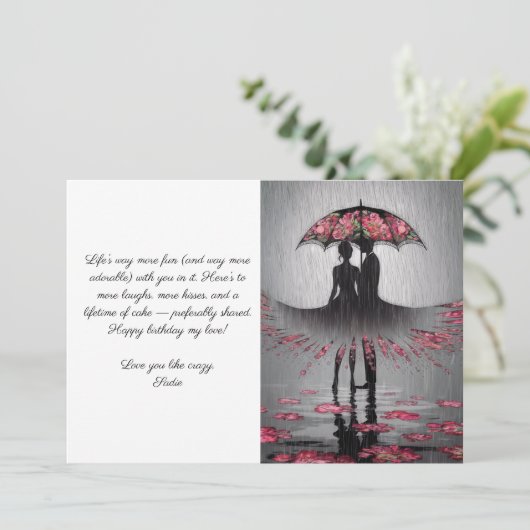 Birthday Wife or Husband  Romantic Cute Modern カード (スタンド正面)