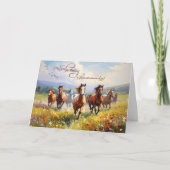 Birthday Wild Horses Wildflower Meadow カード (正面)