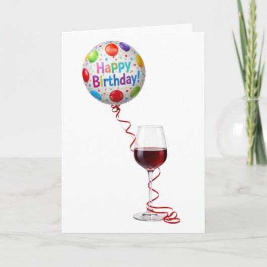 Birthday Wine and Party Balloon カード (正面)