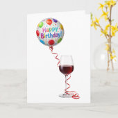 Birthday Wine and Party Balloon カード (黄色い花)
