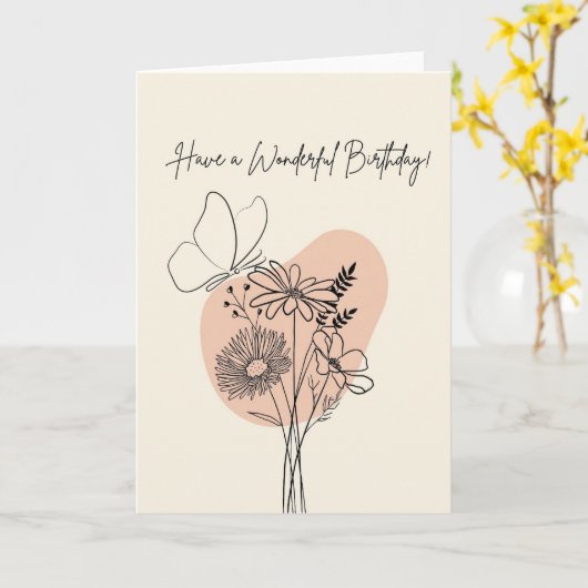 Birthday with Butterfly カード (黄色い花)