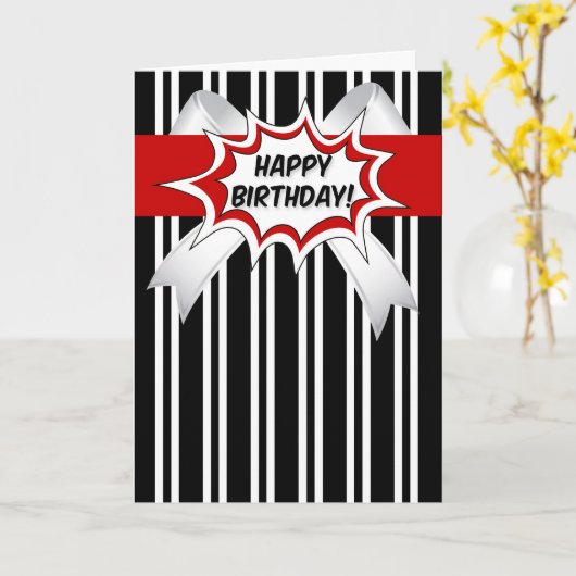 Birthday with Red Comic Book Style カード (黄色い花)