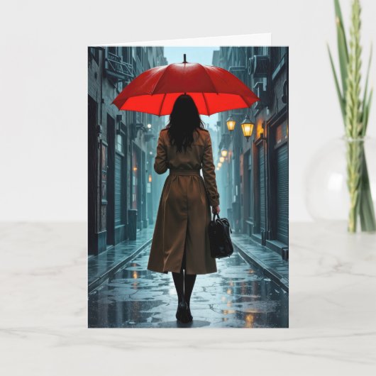 Birthday Woman Under a Red Umbrella カード (正面)