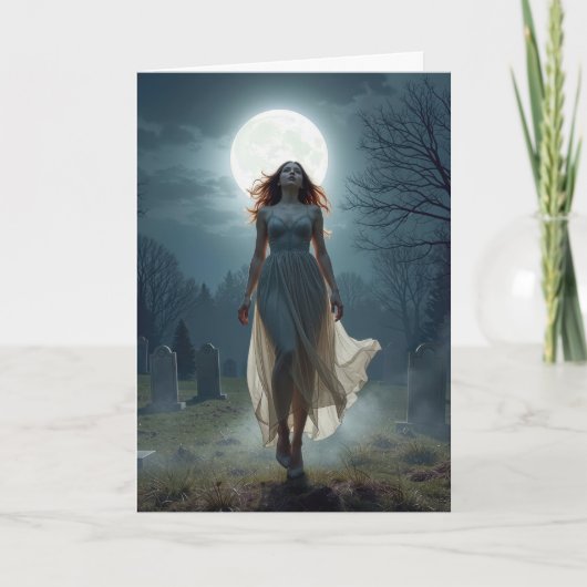 Birthday Woman Walking In a Moonlit Cemetery カード (正面)