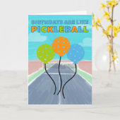 Birthdays Are Like Pickleball Funny カード (黄色い花)